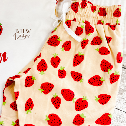 Personalised Strawberry Print Children's Short Pyjamas