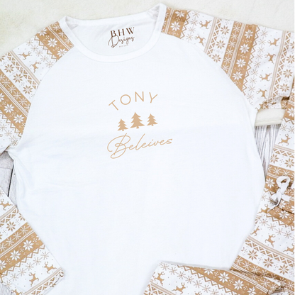 Men's Personalised Beige Fair Isle Pyjamas