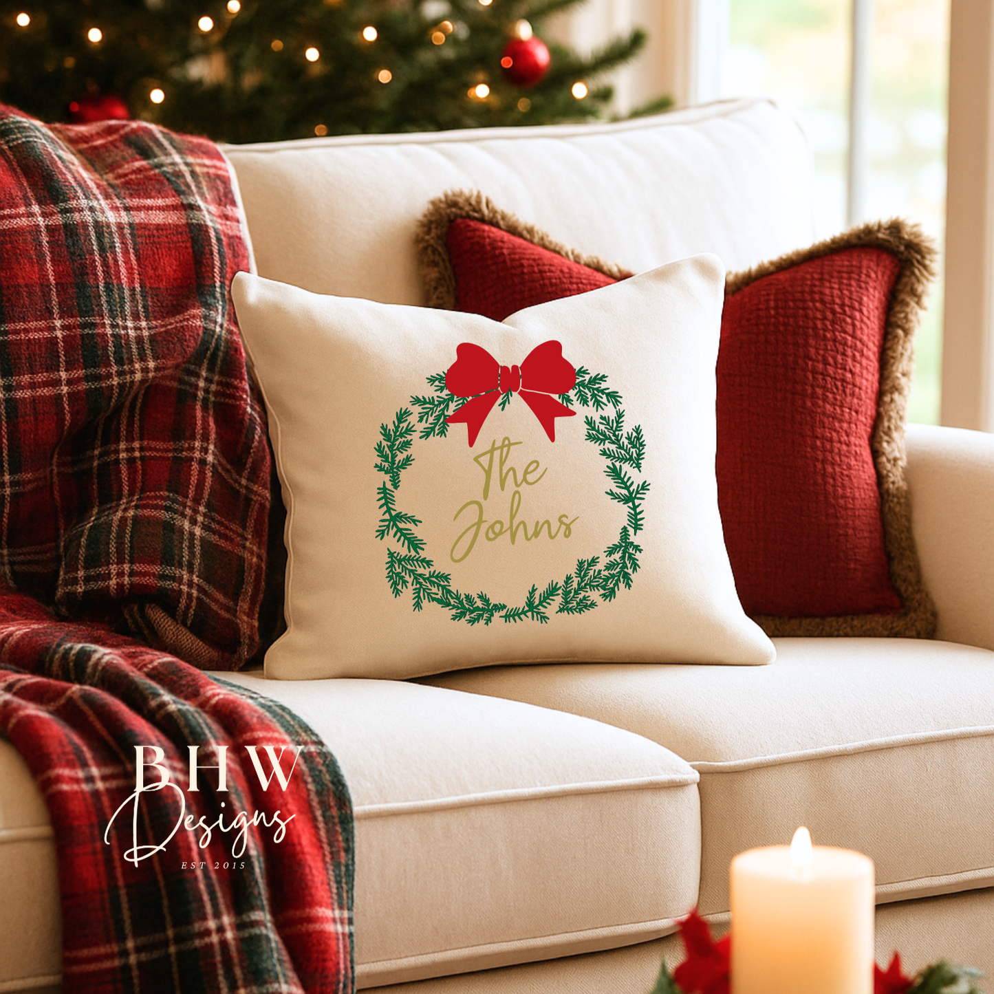 Personalised Wreath Cushion Cover