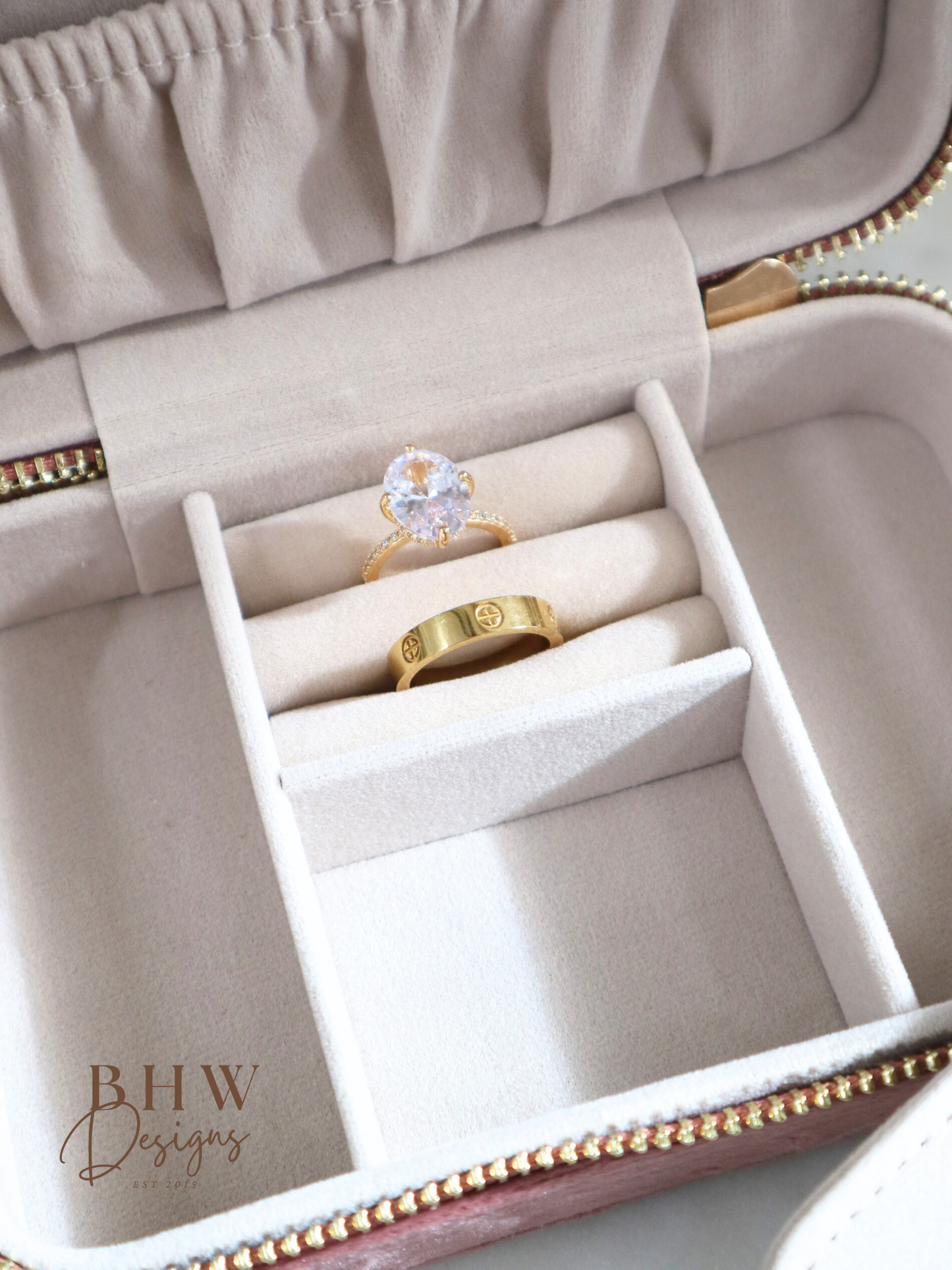 Personalised Velvet Jewellery Case - Rose Quartz
