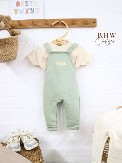 Personalised Dungarees - Sage Green