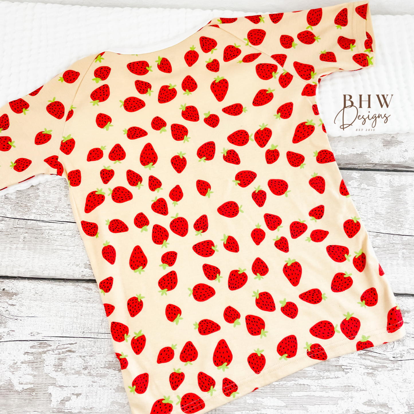 Personalised Strawberry Print Children's Short Pyjamas