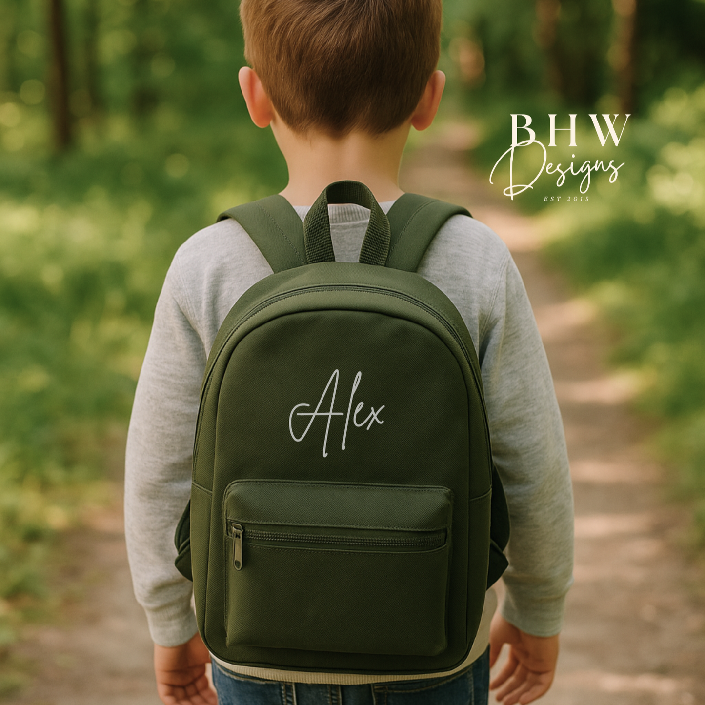 Personalised Kid's Mini Backpack - Olive Green