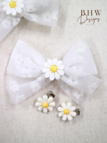 Daisy Hair Bow & Clip Set