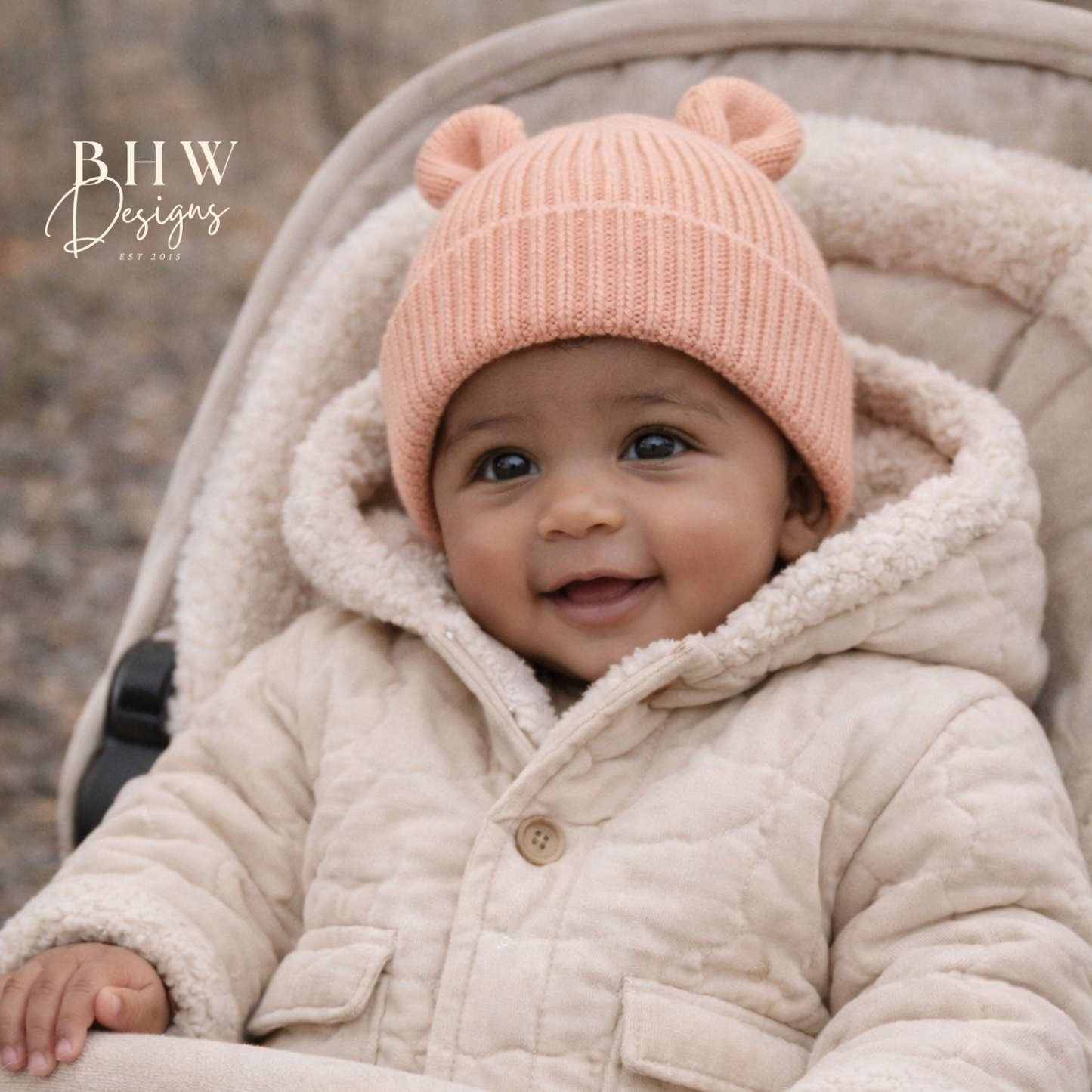 Baby Bear Beanie - Peach