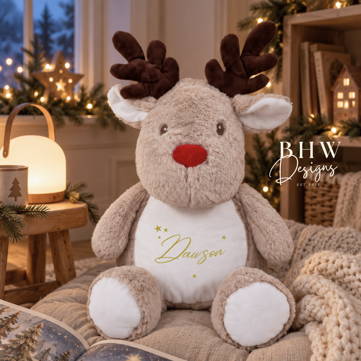 Personalised Name Reindeer Soft Toy