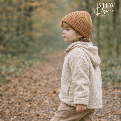Organic Cotton Kids Beanie 3-7 years - Biscuit