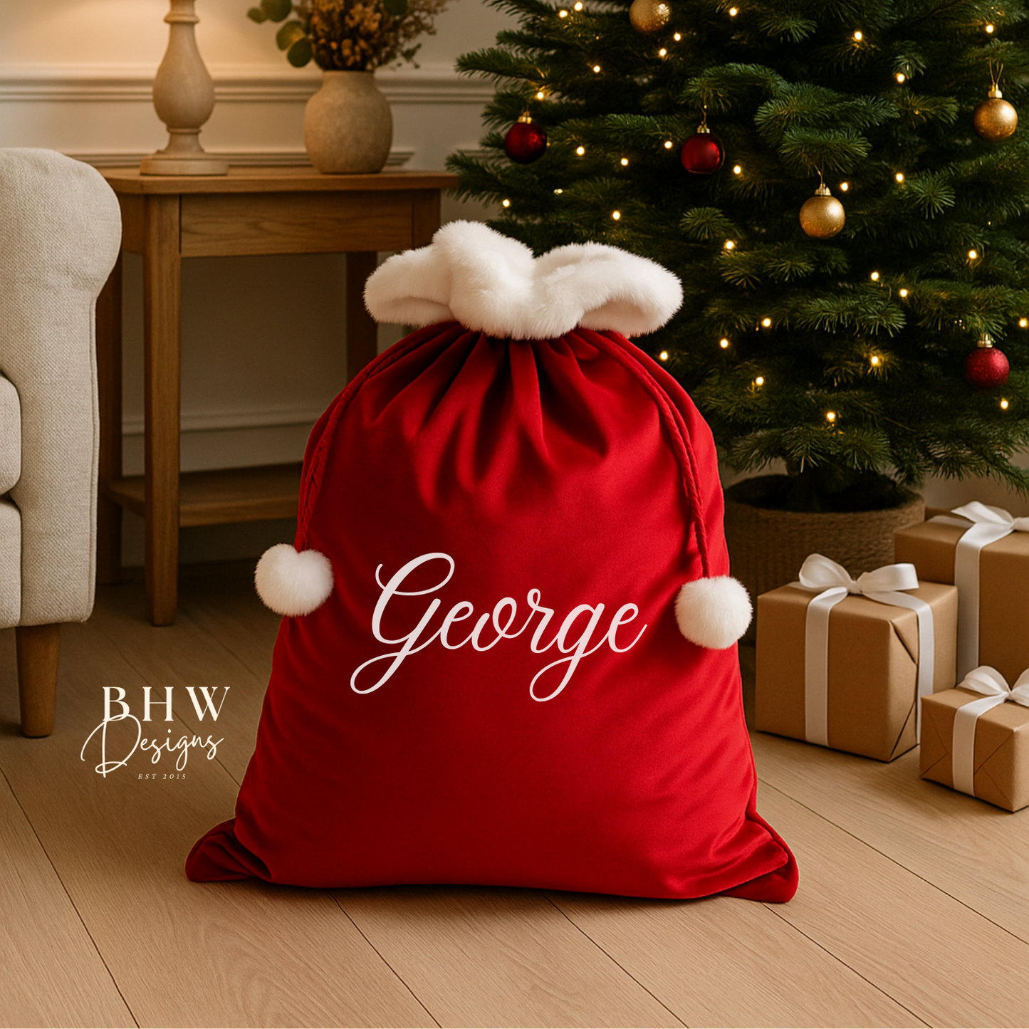 Personalised Red Velvet Santa Sack