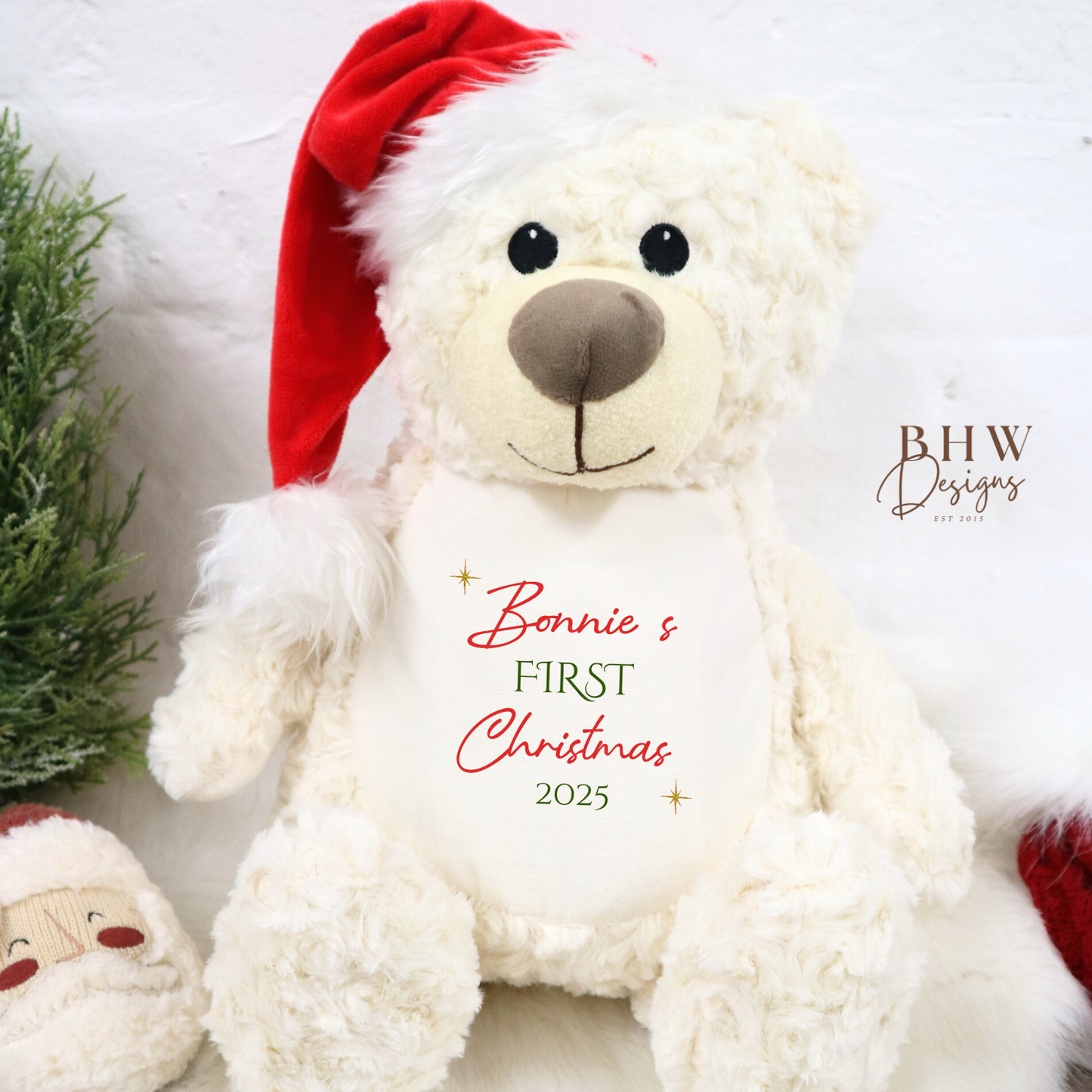 Personalised First Christmas Cream Teddy Bear