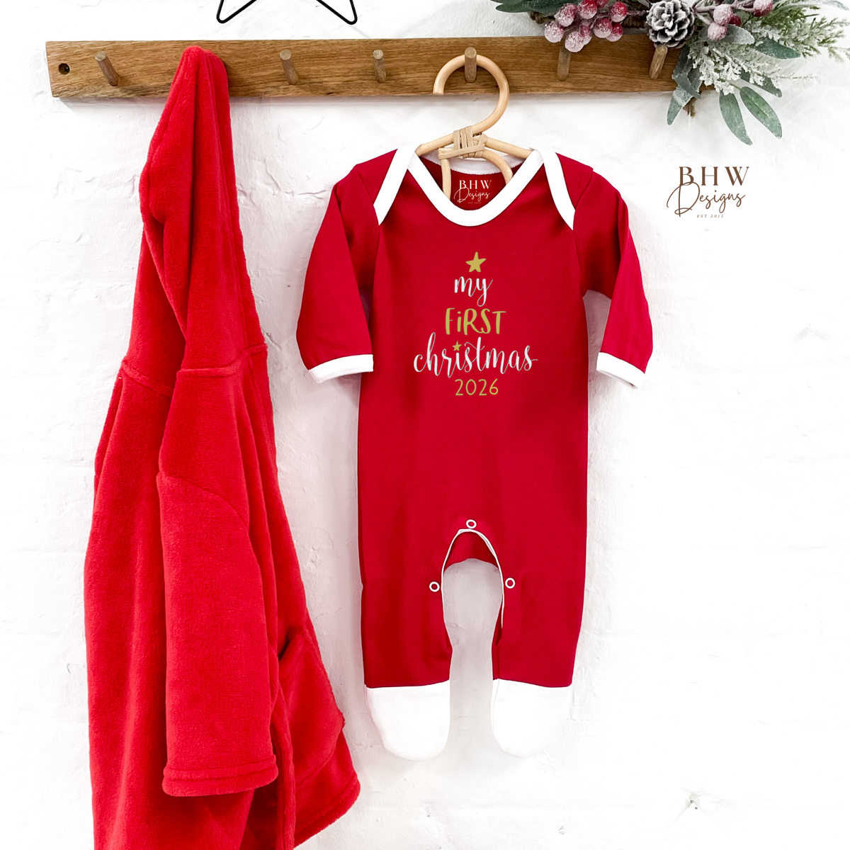 My First Christmas Red & White Bodysuit