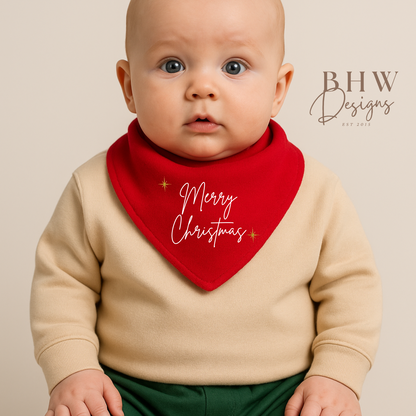 Merry Christmas Red Bandana Bib