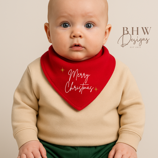 Merry Christmas Red Bandana Bib