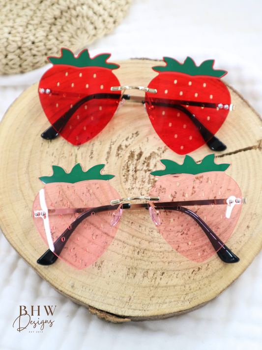 Children's Strawberry Sunglasses - Red or Pink