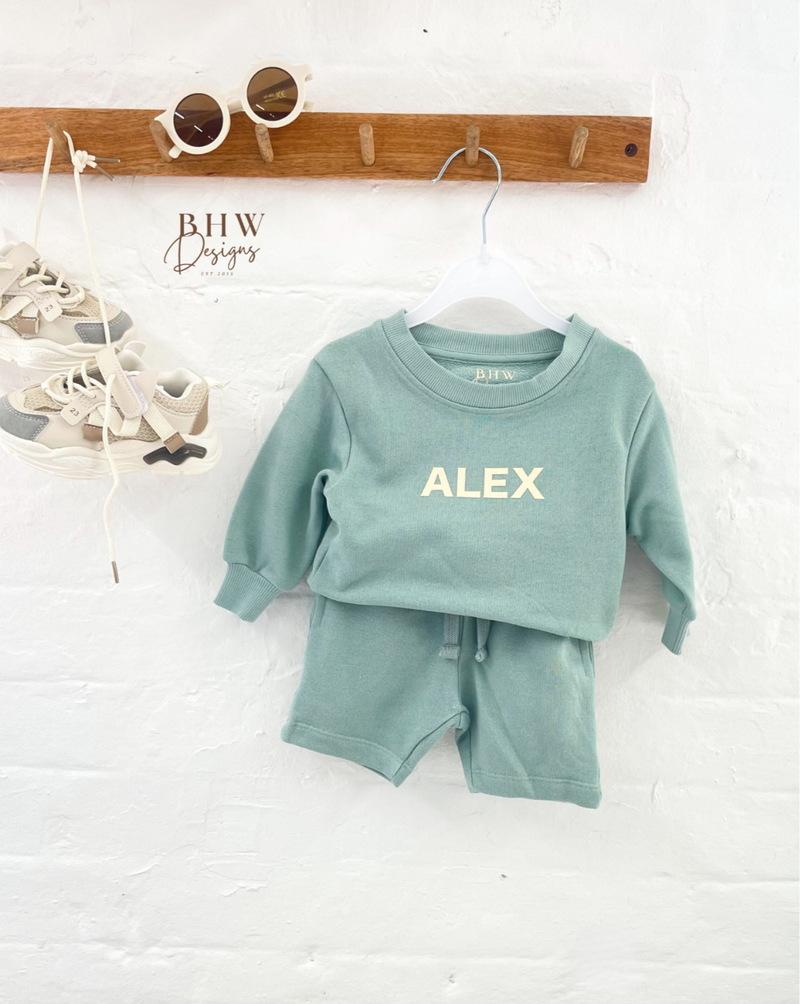 Personalised Sweater and Short Jersey Set - Sage Green