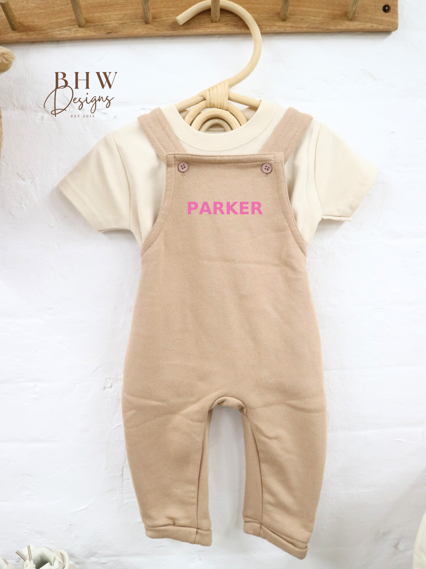 Personalised Dungarees - Stone