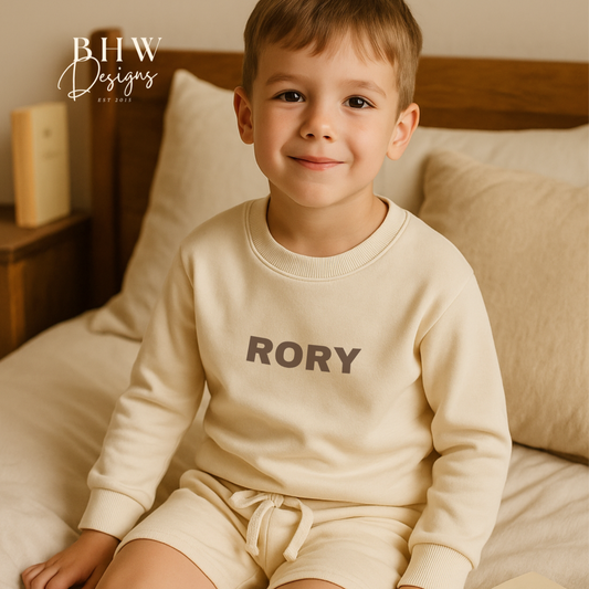 Personalised Sweatshirt and Short Jersey Set - Vanilla