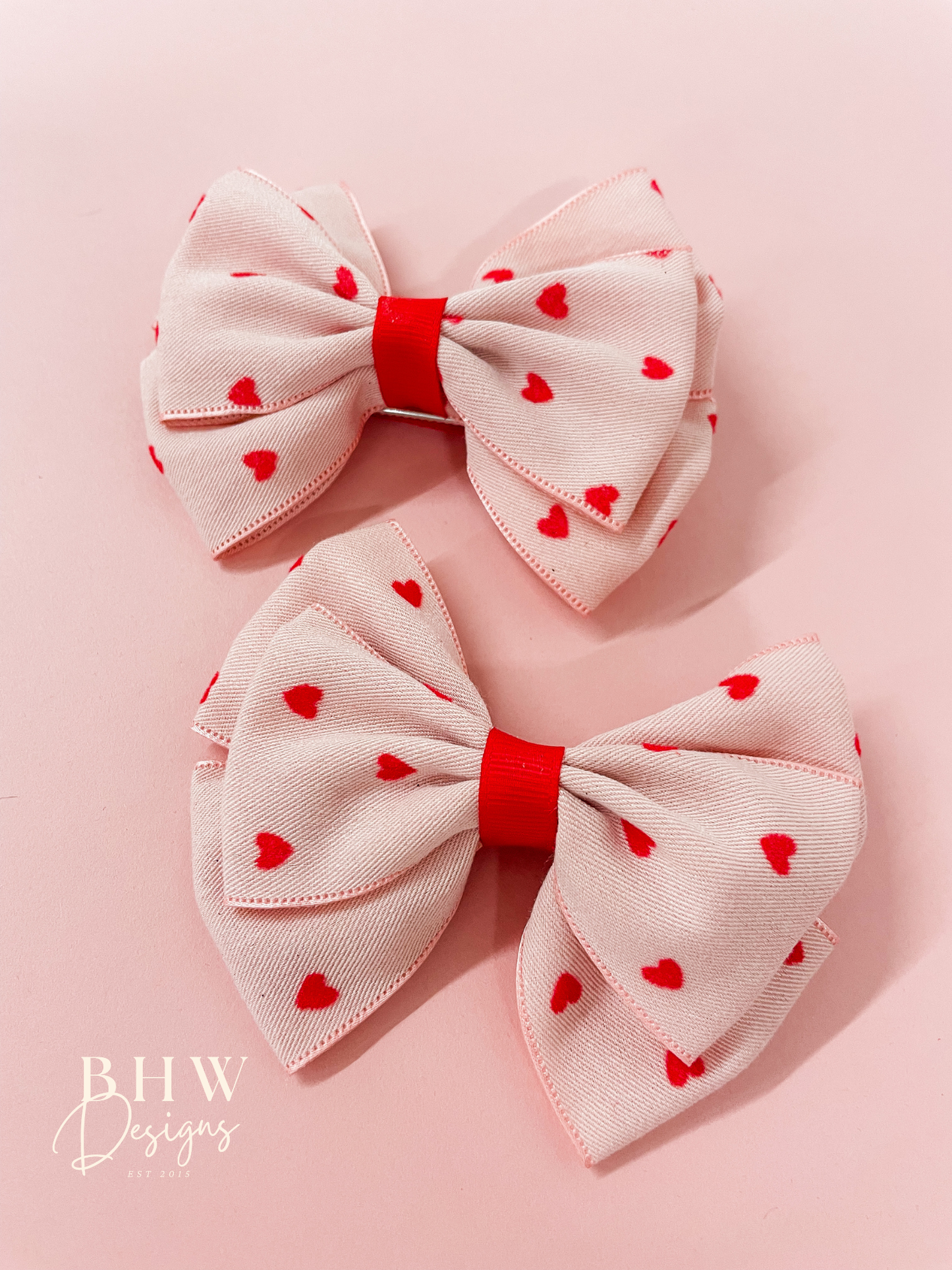 Pink Heart Hair Bow