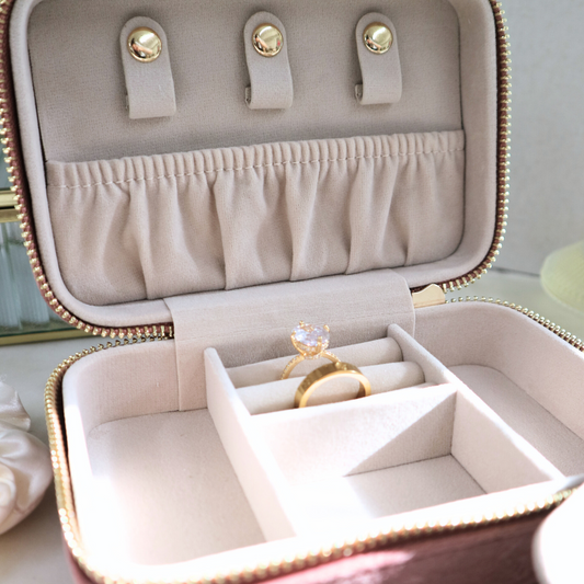 Personalised Velvet Jewellery Case - Rose Quartz