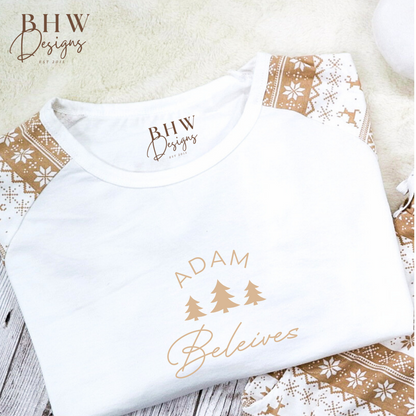 Men's Personalised Beige Fair Isle Pyjamas