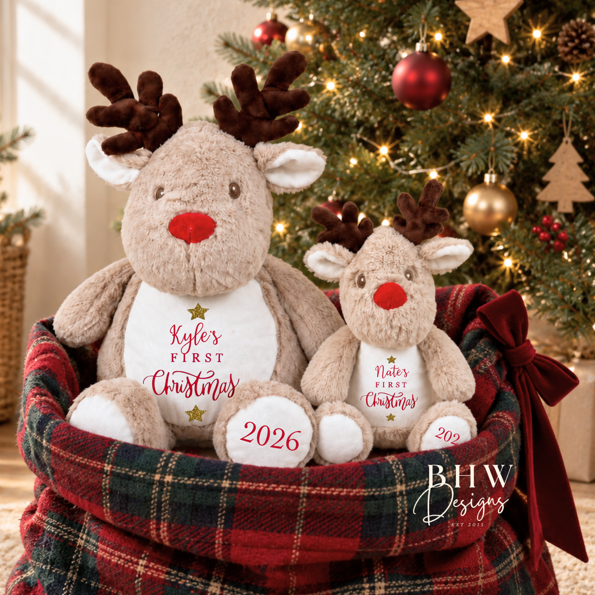 Personalised First Christmas Mini Reindeer Soft Toy