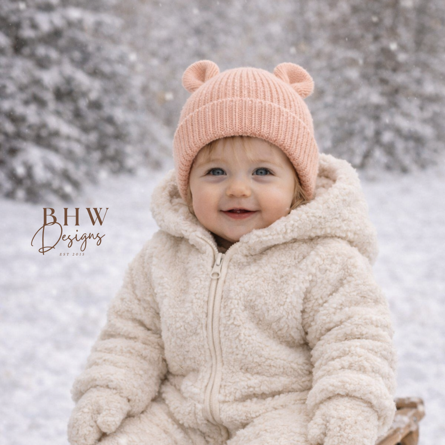 Baby Bear Beanie - Peach