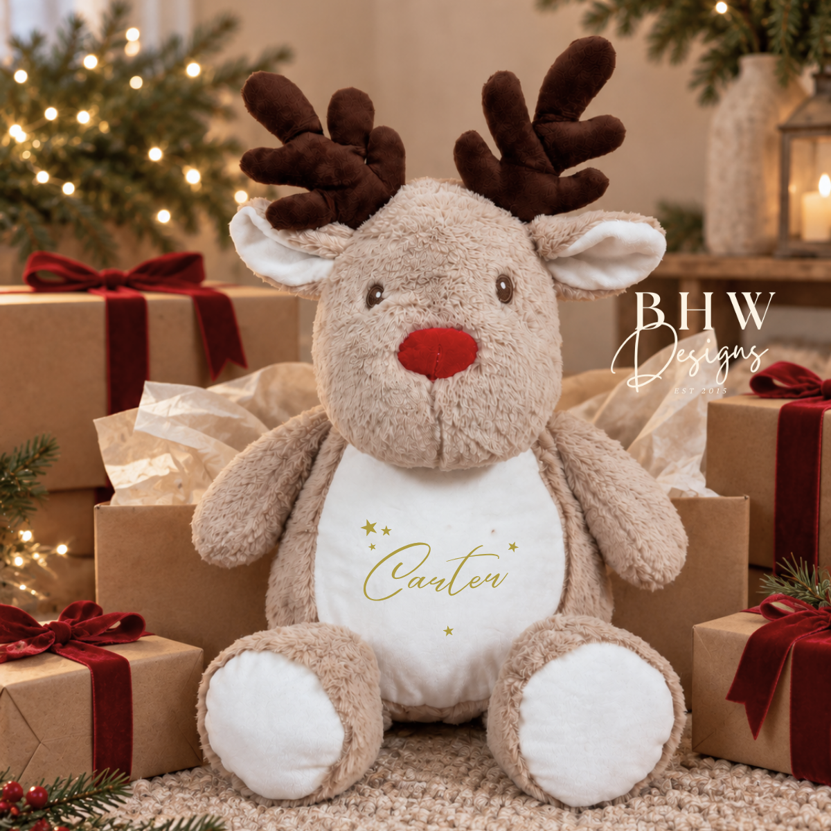 Personalised Name Reindeer Soft Toy