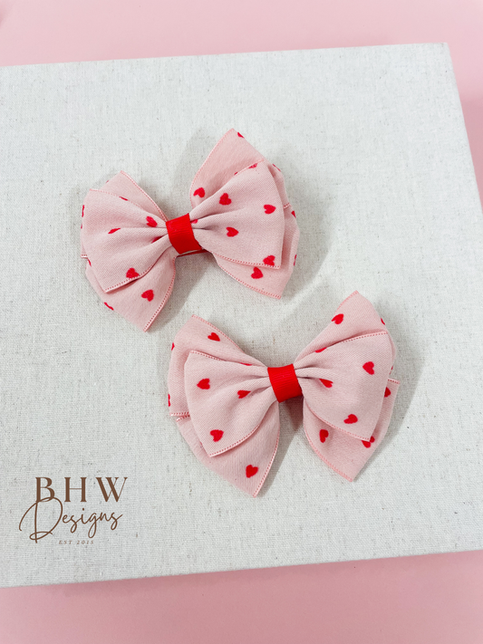 Pink Heart Hair Bow
