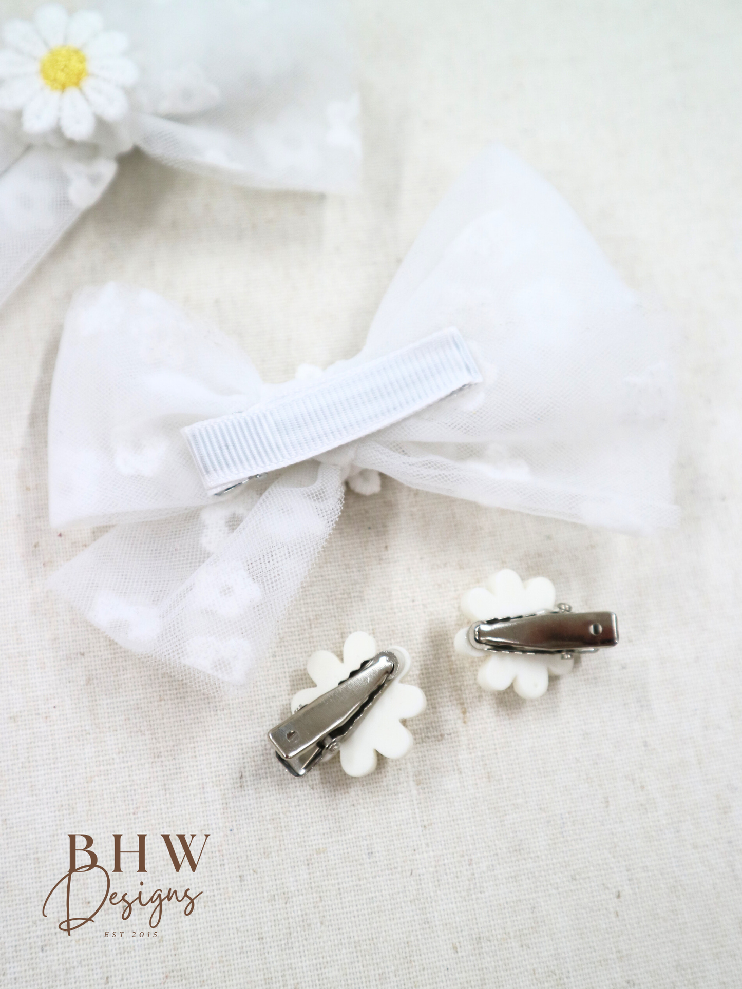 Daisy Hair Bow & Clip Set