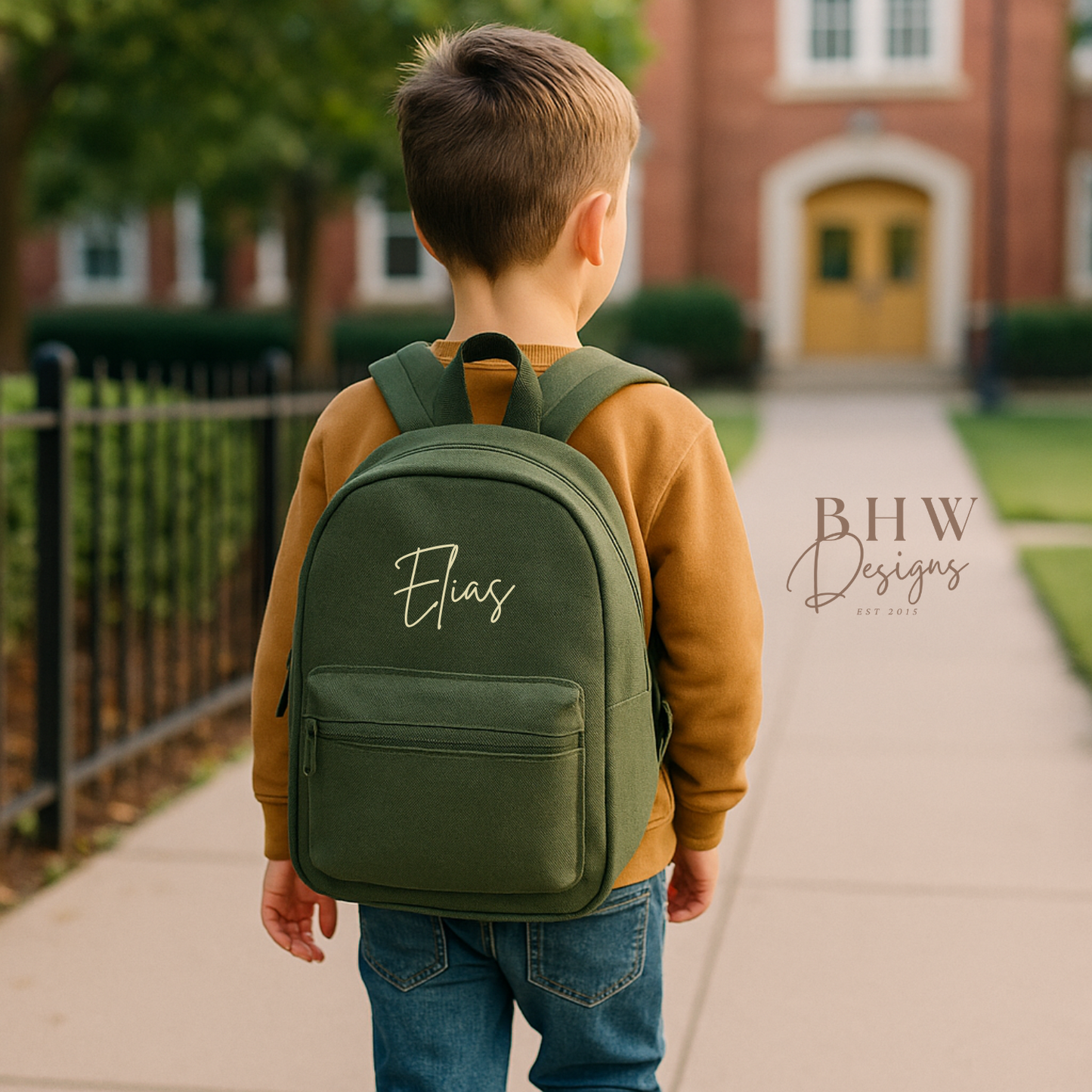 Personalised Kid's Mini Backpack - Olive Green