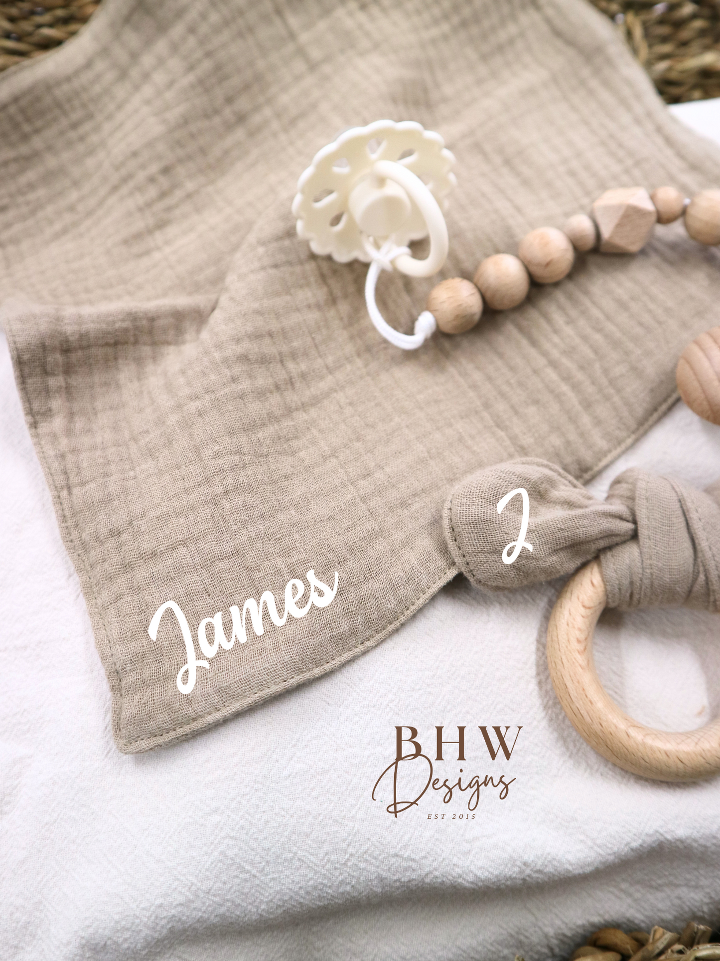 3 Piece Personalised Baby Set - Stone