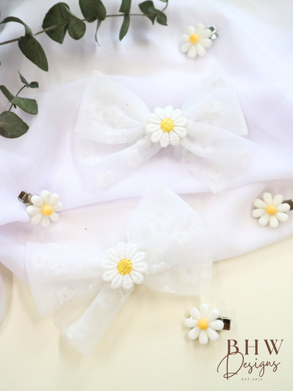 Daisy Hair Bow & Clip Set