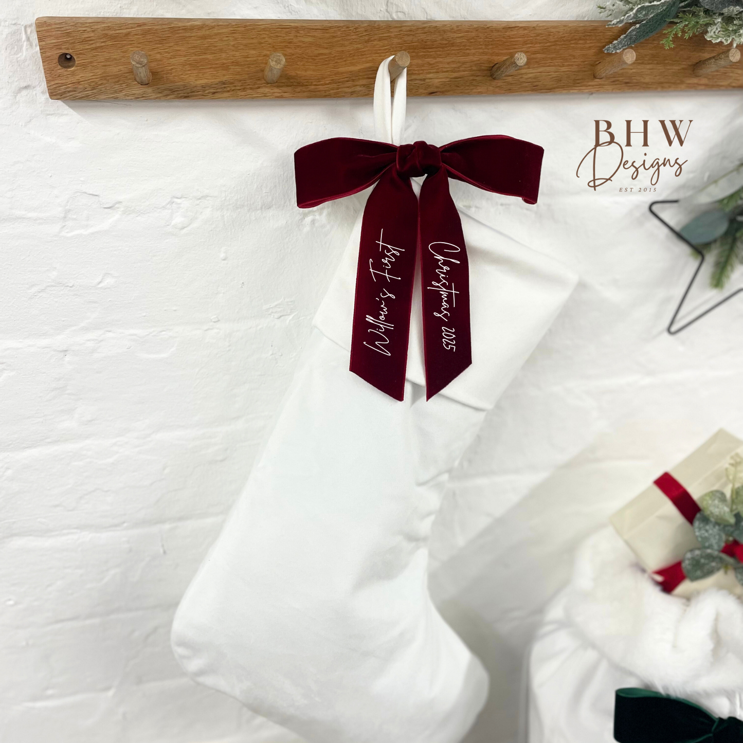 Velvet First Christmas Bow - Red