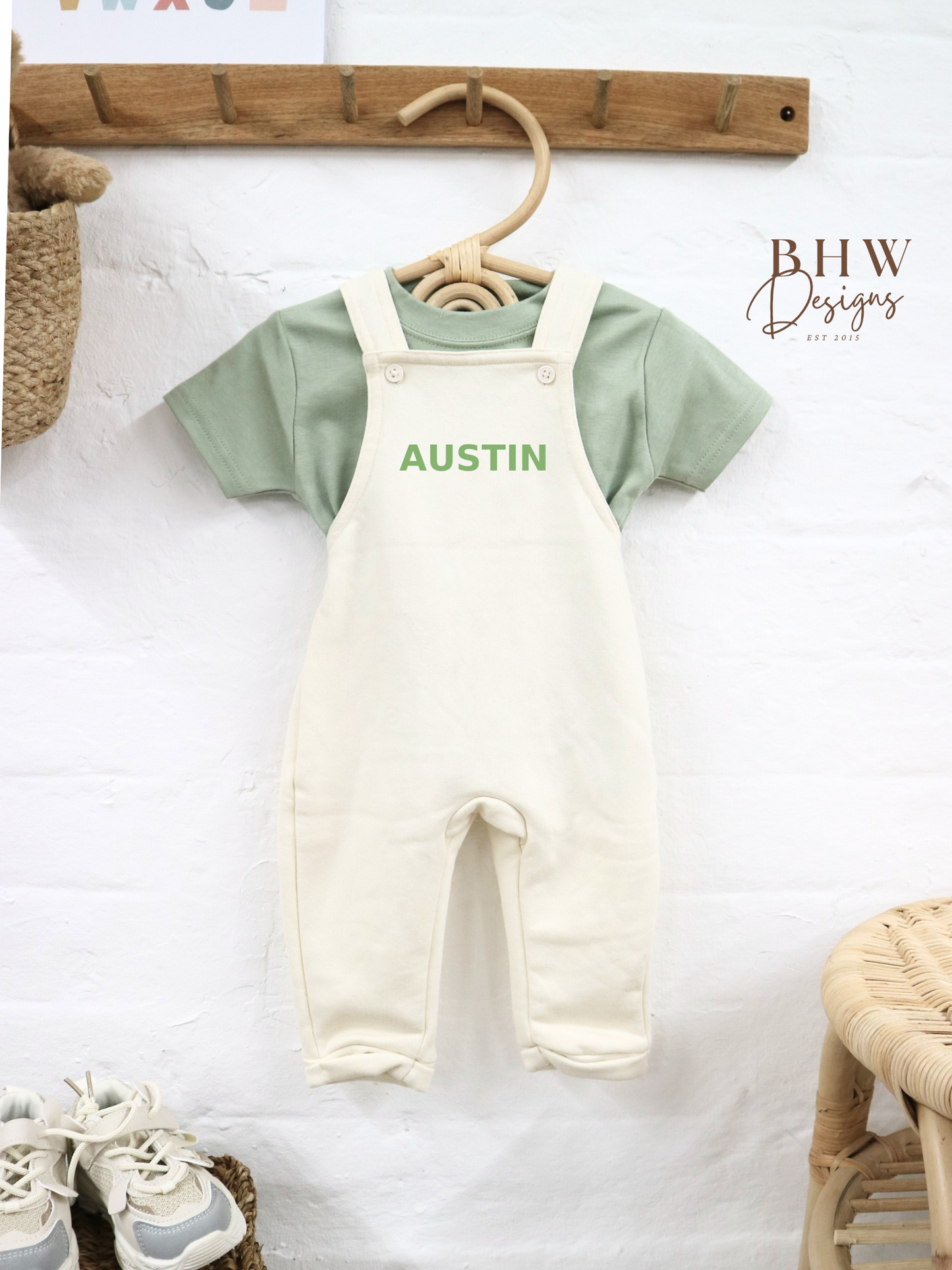 Personalised Dungarees - Vanilla