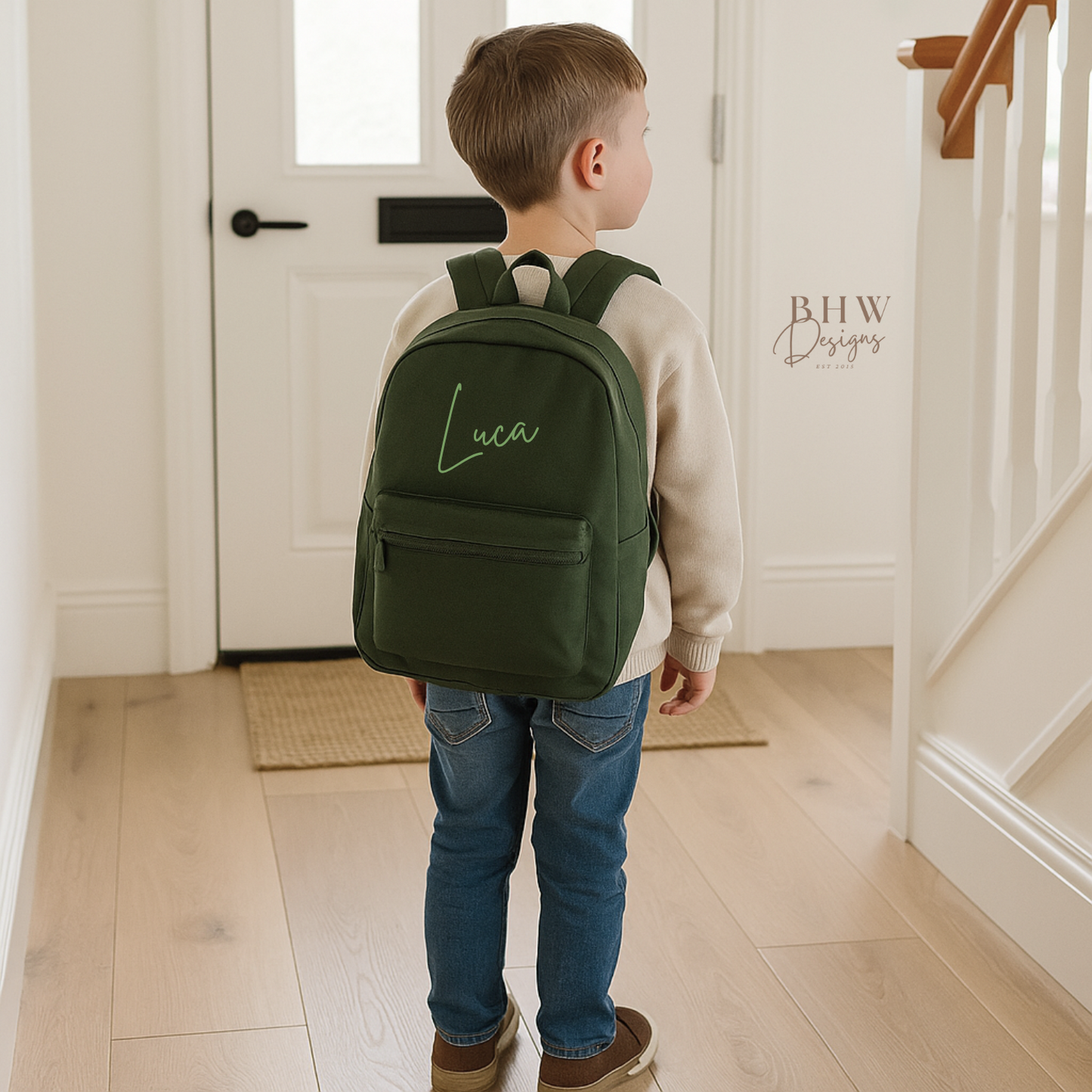Personalised Kid's Mini Backpack - Olive Green