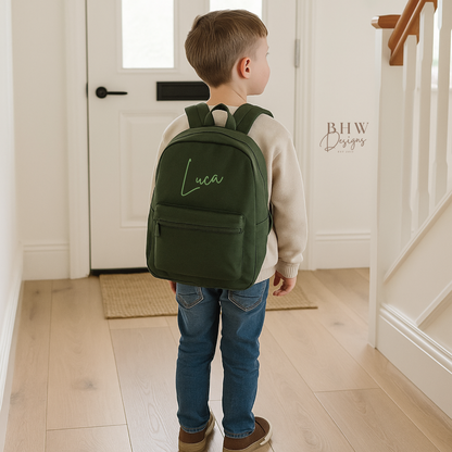 Personalised Kid's Mini Backpack - Olive Green