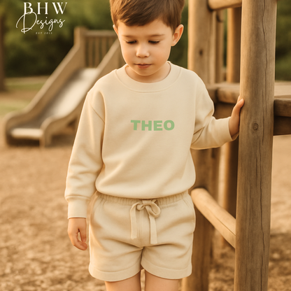 Personalised Sweatshirt and Short Jersey Set - Vanilla