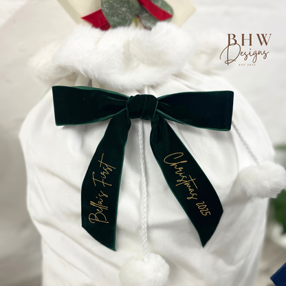 Velvet First Christmas Bow - Green