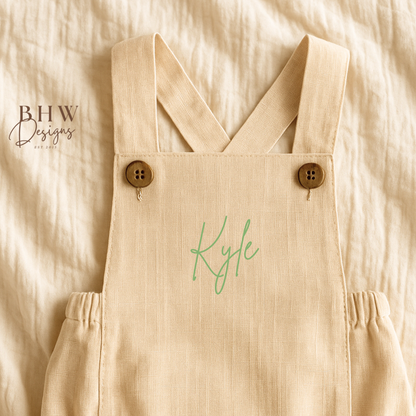 Personalised Dungaree Romper - Oat