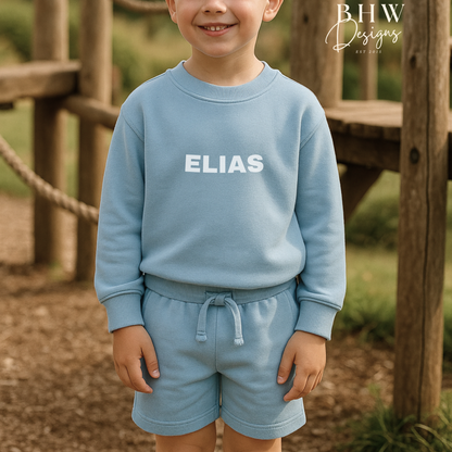Personalised Sweatshirt and Short Jersey Set - Sky Blue