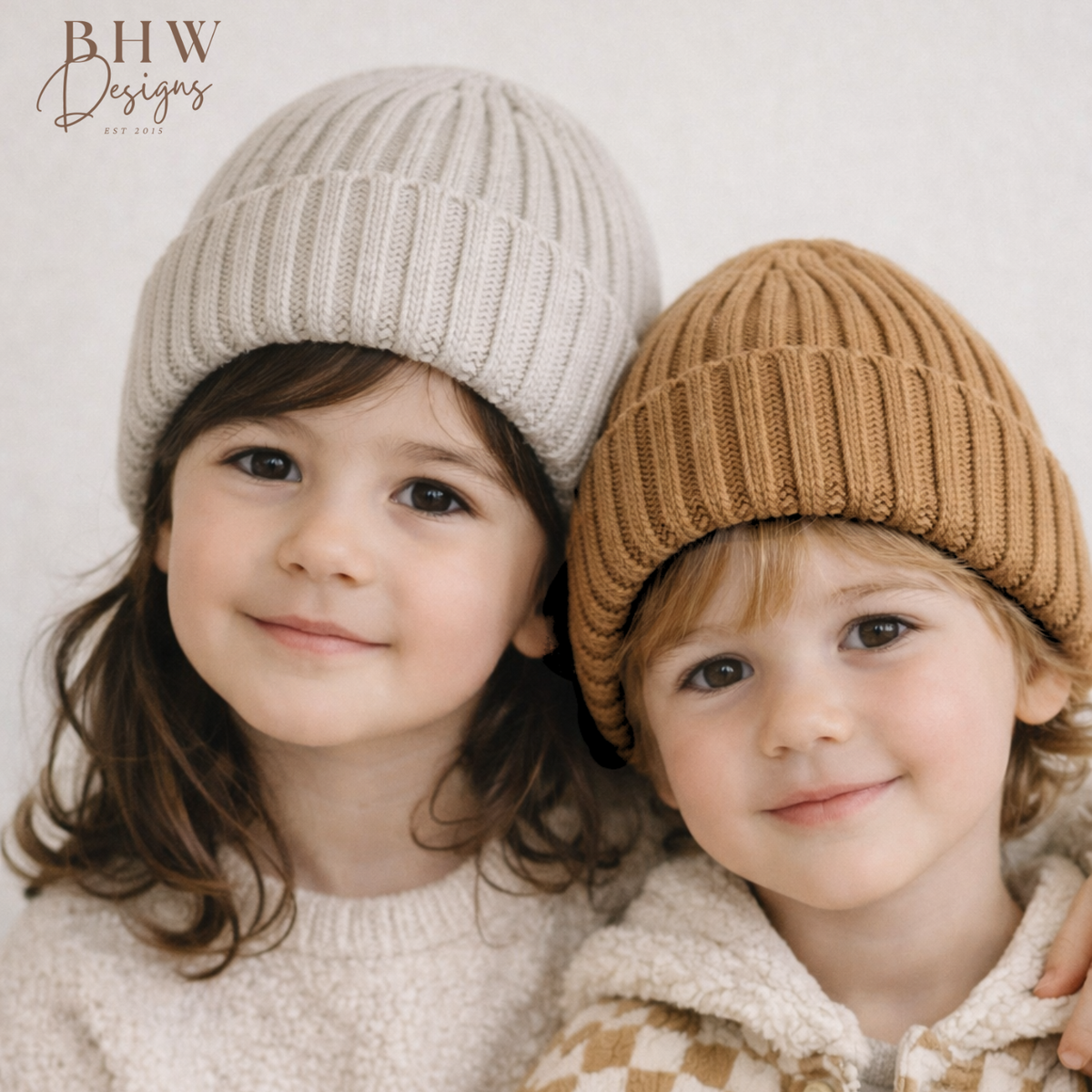 Organic Cotton Kids Beanie 3-7 years - Biscuit
