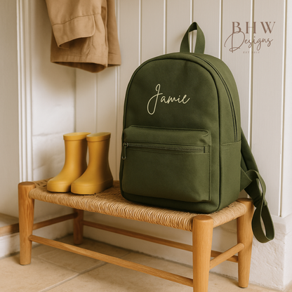 Personalised Kid's Mini Backpack - Olive Green