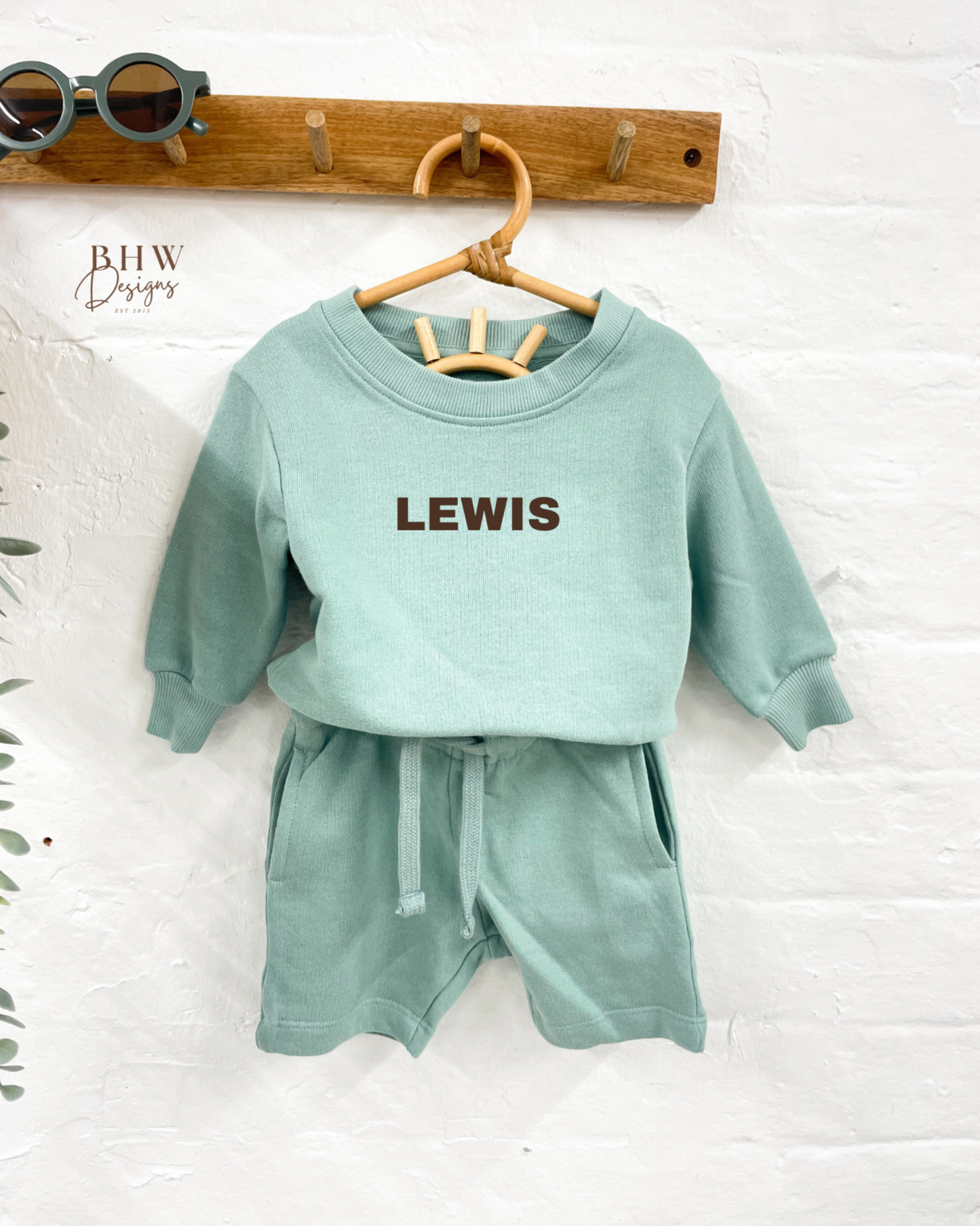 Personalised Sweater and Short Jersey Set - Sage Green