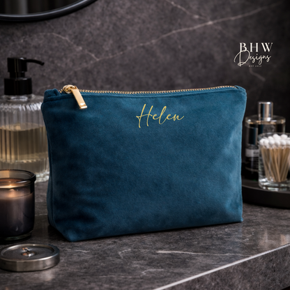 Personalised Velvet Bag - Blue Topaz