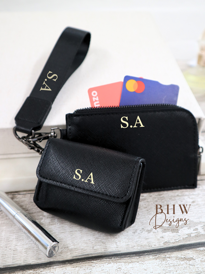 Personalised Key Ring - AirPod case - Wallet - Black