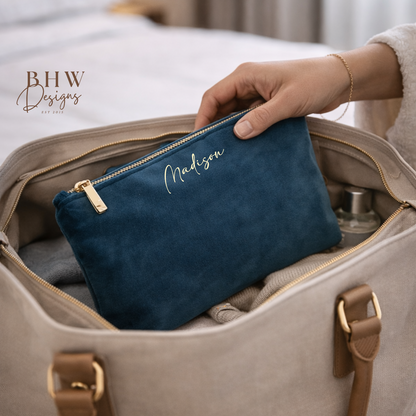 Personalised Velvet Bag - Blue Topaz
