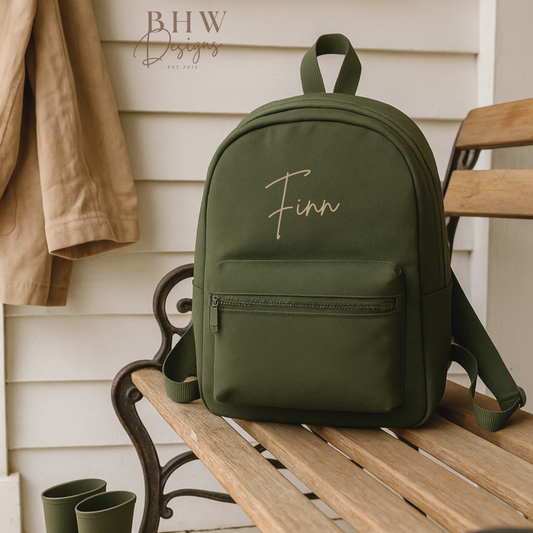 Personalised Kid's Mini Backpack - Olive Green