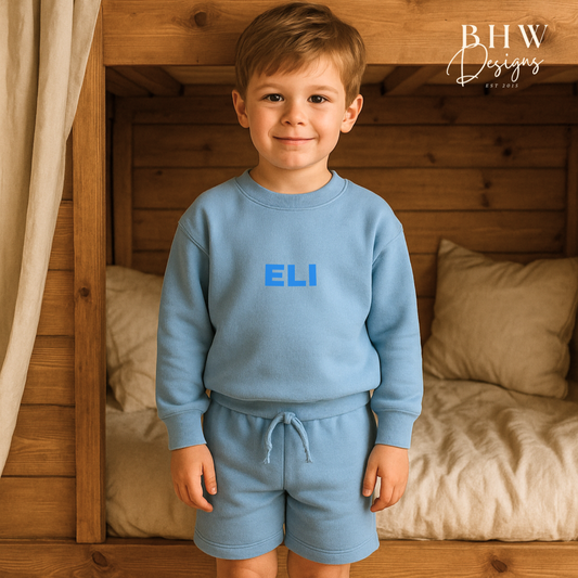 Personalised Sweatshirt and Short Jersey Set - Sky Blue