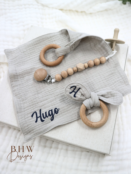 3 Piece Personalised Baby Set - Grey