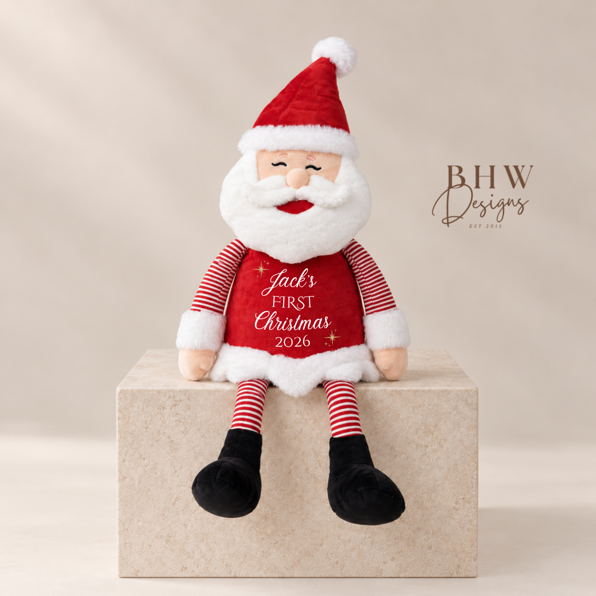 Personalised First Christmas Santa Soft Toy