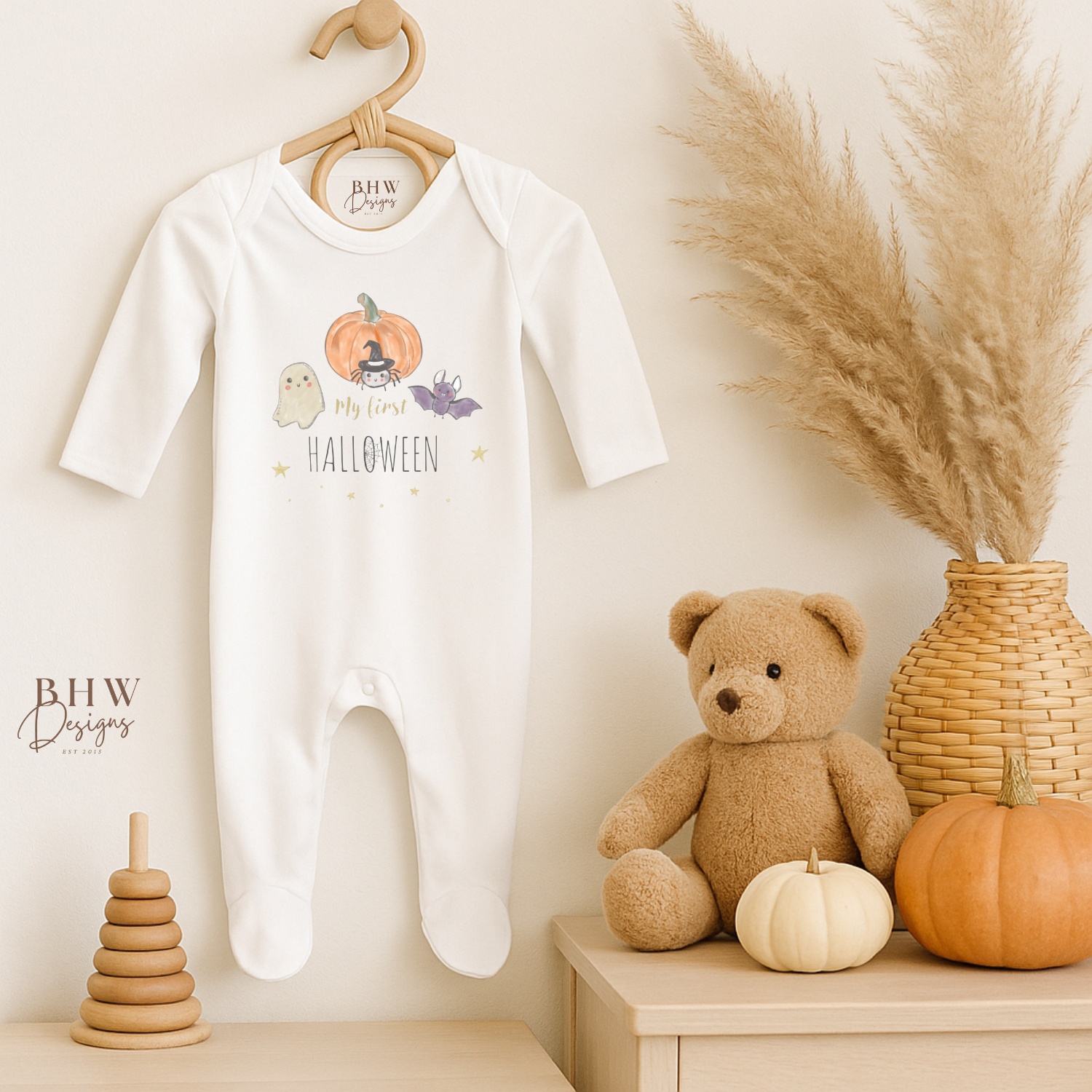 Baby onesie with my first Halloween design 